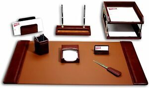 Dacasso Leather Desk Set, 10-Piece, Mocha , D3020 , NEW