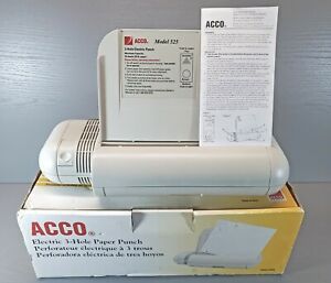 Acco Electric 3-Hole 20 Sheet Paper Punch Model 525 w/ Box &amp; Manual *TESTED*