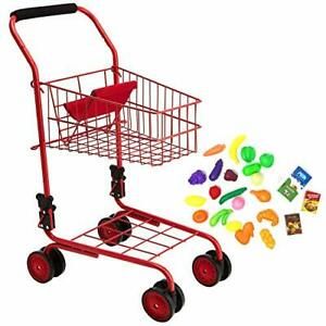 Toy Shopping Cart for Kids and Toddler - Includes Food - Folds for Easy Stora...