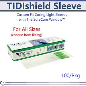 Dental TIDIshield Curing Light Sleeves with The SureCure Window, For All 100/Bx