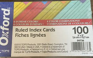 Oxford Ruled Index Cards, 3 x 5 Inches, Assorted Extreme Colors, Pack of 100