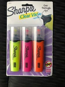 Sharpie 1912767 Clear View Chisel Tip Highlighters, Assorted Highlighter, 3-Card