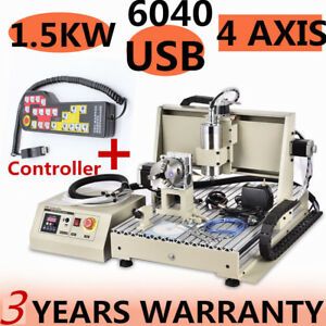 6040 4Axis USB CNC Router Engraver Metal Engraving Milling Machine 1500W VFD&amp;RC