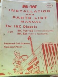 M&amp;W Gear IH International Farmall 706 756 826 Diesel Turbo Install Manual D310