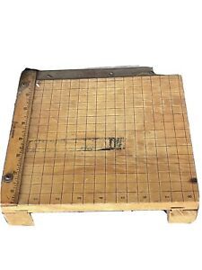 Vintage Ingento No 2 Wood Cast Iron Guillotine Style Paper Cutter School Supply
