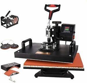 Heat Press Machine, 5 In 1 Digital Transfer Sublimation 12 X 15 Inches Heat For
