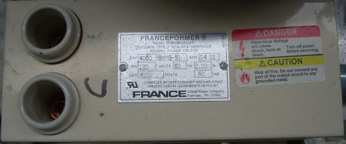 Franceformer 4000v 60ma neon light transformer cat. # 4060-pbkmg-51 for sale