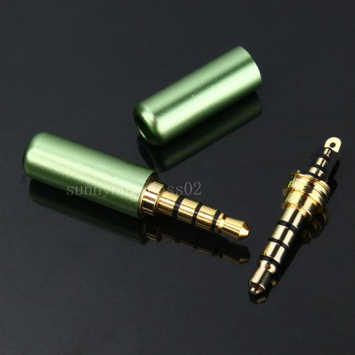 2pcs 4 pole 3.5mm  male repair headphone jack plug metal audio soldering green for sale