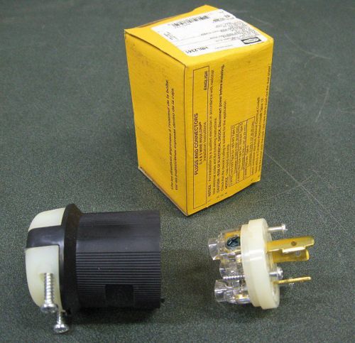 Lot (3) new hubbell insulgrip twist-lock plug hbl2341 20a 480vac 2 pole 3 wire for sale