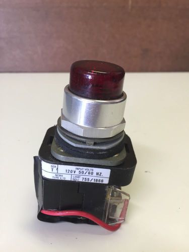 Allen Bradley Push Button, Red, 800T-PT16, Series T, Used,  120V 50/60 HZ