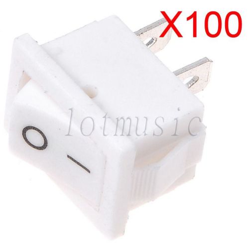 100*Snap-in On/Off Rocker Switch 2 Pin 6A 250VAC 10A 120VAC