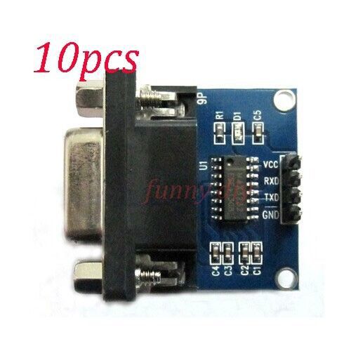 10 pcs rs232 to ttl converter module rs-232 db9 adapter max232 board + 4pin wire for sale