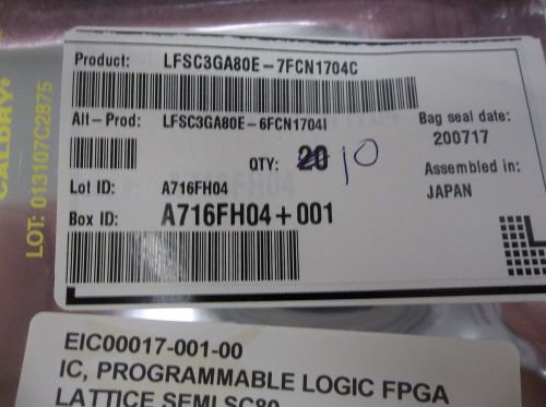 Lattice Programmable Logic FPGA SC80 BGA1704-7 SPEED,LFSC3GA80E-7FCN1704C Qty 10