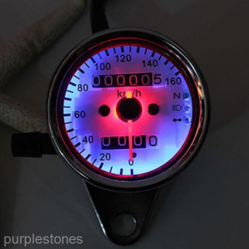 12V LED Backlight Dual Trip Signal Light Motorcycle Tachometer Speedometer Gauge