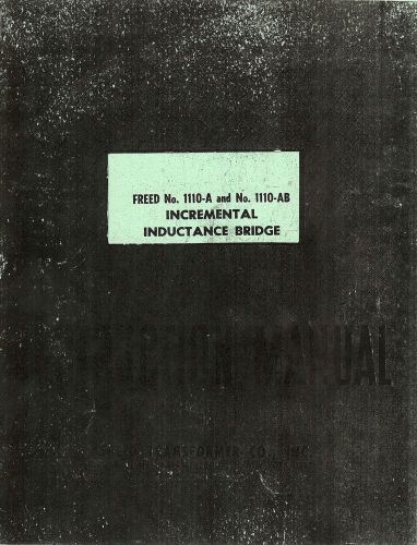 Freed No. 1110-A and 1110-AB Inductance Bridge Manual, Vintage