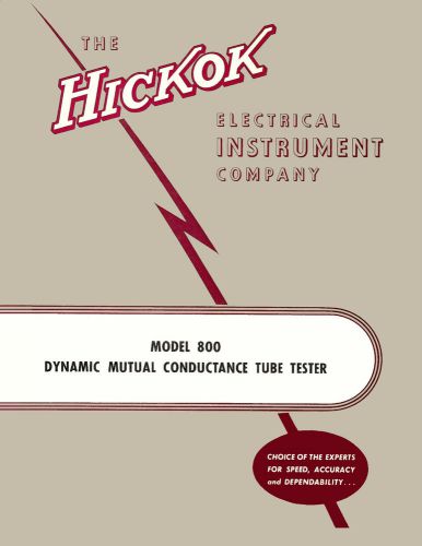 Operator&#039;s manual: hickok 800 tube tester for sale