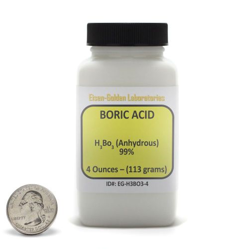 Boric Acid [H3BO3] 99.9% ACS Grade Powder 4 Oz in a Space-Saver Bottle USA