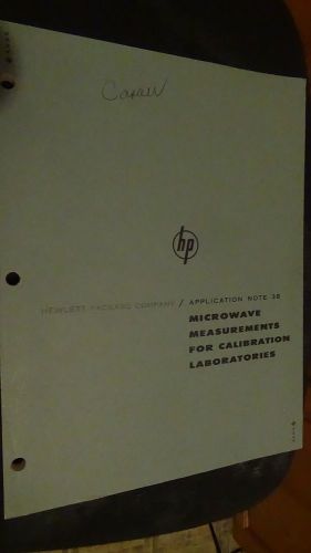 HP MICROWAVE MEASUREMENTS FOR CALIBRATION LABORATORIES APPLICATION NOTE 38 BOOK