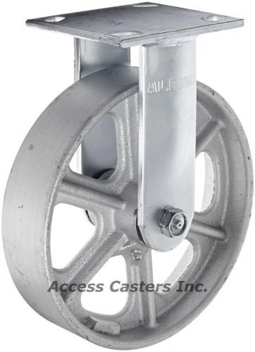 16CA08201R 8&#034; x 2&#034; Albion Rigid Plate Caster, Cast Iron Wheel, 1250 lbs Capacity