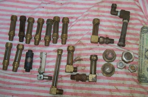 Lot of 21 Lube Devices 1/2&#034;  Brass Sight Glass  Gits  Steampunk Oil indicators