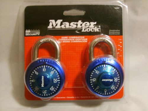 Master Lock 1530T - 2-Pack Same Combination Padlock-  New - Blue