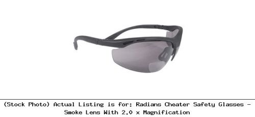 Radians cheater safety glasses - smoke lens with 2.0 x magnification: ch1-220 for sale
