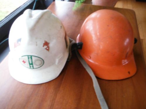 2 vintage msa mine safety appliances co. fiberglass skullgard hardhat for sale