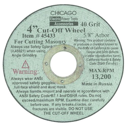 4&#034; 40 Grit Masonry Cut-Off Wheels 10 Pieces, 5/8&#034; Arbor, 13200 RPM Maximum