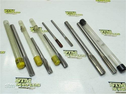 Nice lot of 8 hss straight &amp; reduced shank reamers 3/8&#034; to 3/4&#034; cleveland for sale