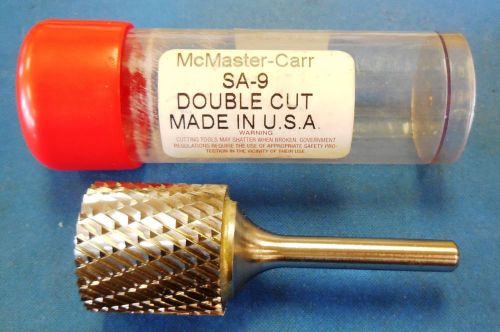 McMaster-Carr SA-9 Pro Quality Double Cut Carbide Cylindrical Flat End Burr, NEW