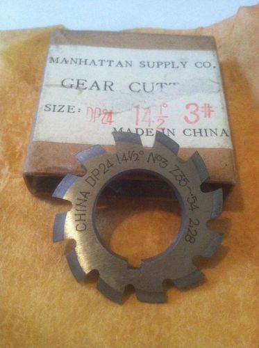 NEW INVOLUTE GEAR CUTTER #3&#039;24DP 14.5PA 7/8&#034;bore CHINA UNUSED OLD STOCK