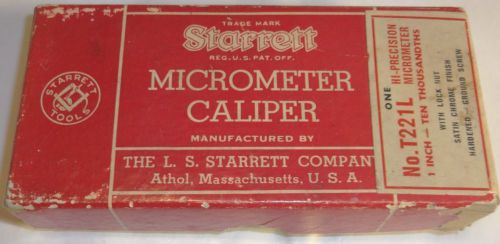 vintage Starrett Micrometer caliper T221l complete