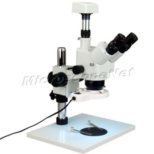 Stereo microscope trinocular zoom 5x-80x+8w fluorescent ring light+1.3mp camera for sale