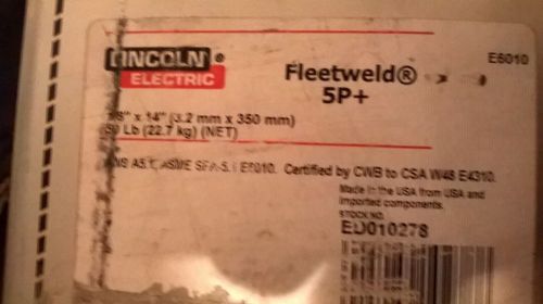 LincolnFleetweld 5P+ 1/8&#034; welding rods 25 LB AWS E6010