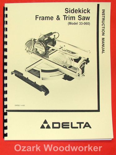 DELTA 33-060 Sidekick Frame &amp; Trim Saw Instructions &amp; Parts Manual 0928