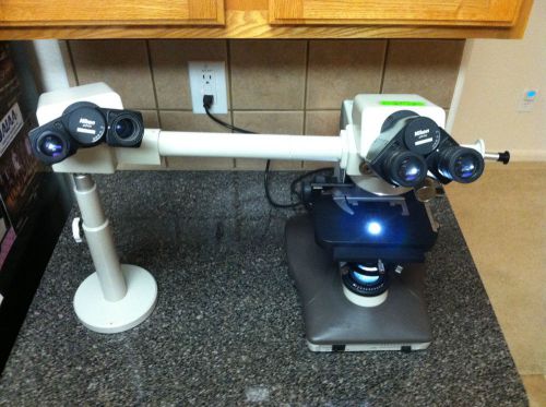 Nikon Labophot-2 Dual View Teaching Microscope w/ Condensor &amp; 3 Oculars - WORKS!