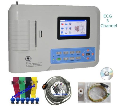 Digital 3-channel ecg machine ekg electrocardiograph free analysis software for sale