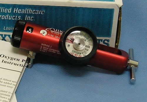 Allied Oxygen Pressure Regulator 32-29-6100, 1/2 to 25 LPM - New - Red