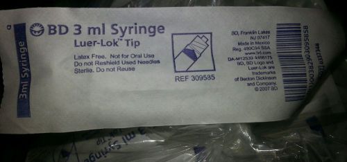 150 BD 3 ML  LUER-LOK SYRINGES REF 309585 NEW IN INDIVIDUAL PACKAGES