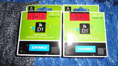 Lot of 2 (Two) Genuine DYMO 45017 D1 Label Cassettes Black/Red 1858734 NEW 1/2&#034;