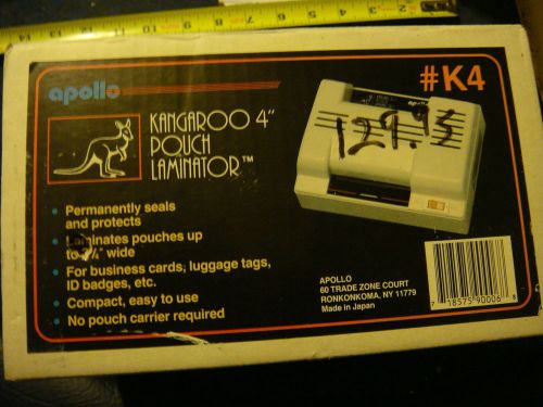 Apollo 4&#034; Kangaroo  pouch laminator, nib