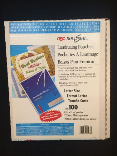 Lot of 2 Boxes of 100 GBC DocuSeal Laminating Pouches Letter Size 8-3/4 x 11-1/4