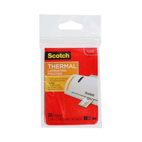 Scotch Thermal Laminating Pouches for Cards, Photo-Safe, 2&#034; x 3.5&#034; 5 mil 20/Pack