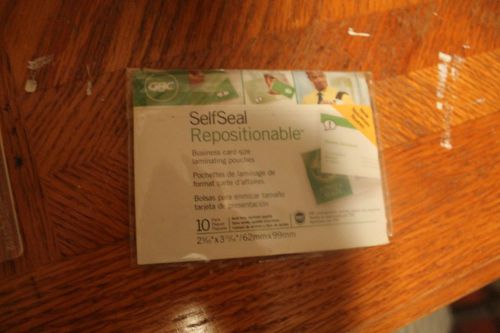 Self Seal Repositionable Business Card Laminating Pouches - 9 count