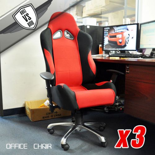 HOME OFFICE GAMING DESK RED JDM VIP RECLINER CHAIR BLACK CLOTH WITH STAND 3 SETS