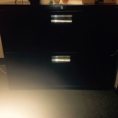 Hon 2-drawer Black Metal 36&#034; Lateral File Cabinet