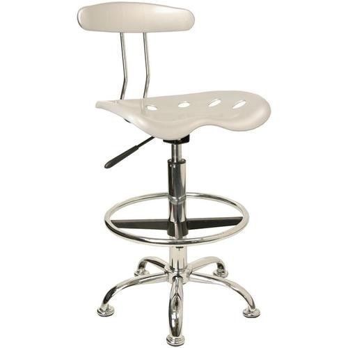 VIBRANT SILVER AND CHROME DRAFTING STOOL WITH TRACTOR SEAT