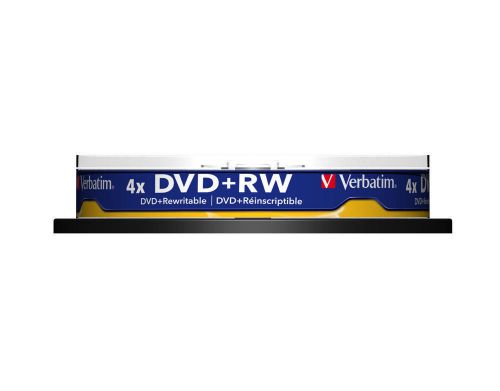 Verbatim DVD+RW 4.7Gt Matt Silver 4x Spindle 10 Pack 43488