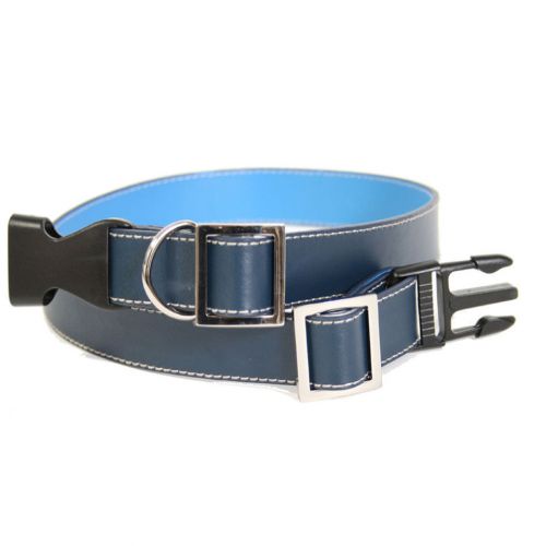 Royce Leather Large-Extra Large Dog Collar - Midnight Blue-Ocean Blue
