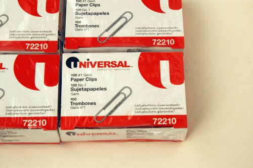 UNIVERSAL #1 SILVER PAPER CLIPS 72210 6 BOXES OF 100 Smooth Finish (600 pcs)
